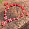 Strand 1 PC Natural Stone Red Strawberry Green Aventurine Armband Ankle Chain Handgjorda hantverk Fashion Jewelry Gift for Women