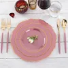 Disposable Flatware Cutlery Set Blue Pink Plastic Tray With Golden Border And Silverware Wedding Party Supplies