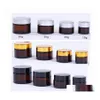 Packing Bottles 5G 10G 15G 20G 30G 50G Empty Amber Glass Jars Face Cream Bottle Containers With Inner Liners And Gold Sier Black Lid Dhiab