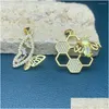 Anh￤nger Halskette Mode Biene Schmetterling Halskette f￼r DIY -Schmuck Herstellung metallplattiert golden gl￤nzender Zirkon Ohrring Charme Accessoires Dro Dhx7o