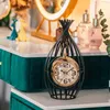 Table Clocks Retro Iron Hollow Clock Bedroom Living Room Wine Cabinet Decoration Ornaments Creative Mute Home