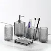 Bath Accessory Set 1pc Light Luxury High-end Resin Soap Bottle Tooth Mug Toothbrush Holder Dish Tray Bathroom Washing Tools Toiletry