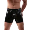 Mutande Uomo Intimo Boxer Hombre Font Pouch Open PU Leather WetLook U Convex Boxer Shorts BuUnderpants Lingerie da uomo