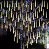 Cordes 30/50cm 8 Tubes Meteor Shower Rain LED Guirlandes lumineuses Décorations d'arbre de Noël pour la rue extérieure Jardin Guirlande Décor Navidad