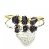 Bangle BM12709 Amethysts p￤rlor Guldelektropl￤terad silverpl￤terad oregelbunden ytfri form justerbar