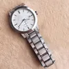 Fashion Men Wristwatch 42MM British Style Quartz Chronograph Date Mens Watch Watches Silver Stainless Steel Bracelet White Di286Q