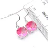 Boucles d'oreilles Collier Luckyshine Femmes Cadeau Rond Rose Bi Coloré Tourmaline Gems 925 Sterling Sier Plaqué Pendentifs Goutte Fiançailles Je Dhgig