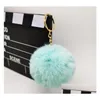 Key ringen 8 cm pompom sleutelhanger auto goud kleurketens pompons nep faux konijn bont charmes ketting diy pom poms ballen sleutelhanging dames tas p dhedu