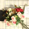 Fiori decorativi 1 pezzo rose di seta artificiale bouquet lungo ramo bellissimo arredamento per la tavola di casa di nozze organizzare fiori finti