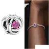 Charms 100 925 Sterling Sier Twee Ay Doğum Taşı Kalp Ebedi Charm Boncuklar Orijinal Pandora Bilezik İçin Çanta Çıkın