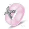 Pierścionki ślubne biżuteria mody pierścionka kobiet z kryształową 8 mm x ceramikę krzyżową do akcesoriów imprezowych projektowanie prezentów