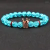 Strand femmes hommes mode cristal bleu explosif rond perle main chaîne classique Micro incrustation couronne accessoires Bracelet élastique