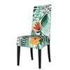 Housses de chaise de Style hawaïen, flamands roses, feuilles vertes tropicales, housse extensible pour bureau, salle à manger, housse en matériau élastique
