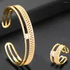 Brincos de colar Definir Godki Luxury Trendy for Women Wedding Zircon Crystal Cz Dubai Bridal Bangle Ring Sets Aretes de Mujer ModernOS 2022