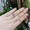 Anneaux de cluster S925 Sterling Silver Inlay Naturel Amethyst Bague Style Femme Taille réglable Mystérieux Noble Elégance Charme Anillos Mujer