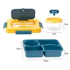 Dinnerware Sets Korean Lunch Box Portable Hermetic Single Layer Grid Children Bento With Fork Spoon Leakproof Microwavable Prevent Odor