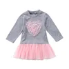 Robes d'automne et de printemps pour petites filles, tenue Tutu en dentelle, manches longues, col rond, en Tulle et maille, vêtements pour enfants en bas âge, 6M-4T