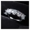Pierścionki ślubne 2021 Prosta biżuteria modowa 6 mm 5A cyrkon cz diamond 925 szterling sier okrągły krój gemstone