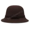 Warm Wool Felt Hats For Women Bow Bucket Cap Elegant All-match Bucket Caps Not Deformed Fedoras Caps