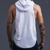 Débardeurs pour hommes Marque Vêtements Bodybuilding Patchwork Fitness Hommes Gym Haut à capuche Gilet Stringer Sportswear Chemise sans manches à capuche