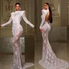 2023 Eleganckie sukienki ślubne syreny długie rękawy koraliki aplikacje koronkowe suknie ślubne