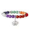 Bracelets de charme 7 Chakra Cristal Naturel Pierres Semi-précieuses Rock Quartz Énergie Perle Bracelet Femmes Reiki Guérison Dangle Bracelet Bijoux