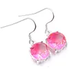 Boucles d'oreilles Collier Luckyshine Femmes Cadeau Rond Rose Bi Coloré Tourmaline Gems 925 Sterling Sier Plaqué Pendentifs Goutte Fiançailles Je Dhgig