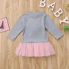 Robes d'automne et de printemps pour petites filles, tenue Tutu en dentelle, manches longues, col rond, en Tulle et maille, vêtements pour enfants en bas âge, 6M-4T