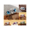 Anillos de banda Moda Demon Eye Owl Para Mujeres Amantes de la niña Retro Animal Abierto Ajustable Declaración Anillo Joyería Regalo Venta al por mayor Drop Delive Dhrp4