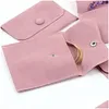 Jewelry Pouches Bags Gift Packaging Envelope Bag With Snap Fastener Dust Proof Jewellery Pouches Made Of Pearl Veet Pink Blue Size Dhkil