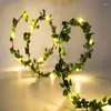 문자열 10m/5m/3m 작은 녹색 잎 구리 와이어 LED 스트링 끈 조명 DIY 요정 갈랜드 휴일 크리스마스 야외 홈 장식 Navidad