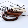 Braccialetti di collegamento vintage fai da te stile punk gotico intrecciato charms set per uomo 4 pezzi corda semplice personalità gioielli mani in pelle