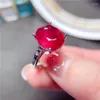 new fashion 2022 Cluster Rings Natural Ruby Ring 10 12mm Pigeon Blood Red 925 Sterling Silver Luxury Jewelry Romantic Gift For Women Gold 18k