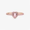 Wedding Rings Rose Gold Pink Stone verhoogde liefde Hart Originele doos Set voor Pandora Real 925 Sier CZ Diamond Women Ring Drop Lever Dhxrl