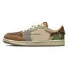 Schuhe Jumpman 1 x Williamson 1s Zion Low Og Voodoo Flachs Musselin Fauna Braunöl Green Sesam Mond Fossil DZ7292-2 Männer Frauen Sport Sneaker