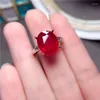 new fashion 2022 Cluster Rings Natural Ruby Ring 10 12mm Pigeon Blood Red 925 Sterling Silver Luxury Jewelry Romantic Gift For Women Gold 18k