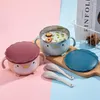 Diny Sets Creative Cartoon Lunch Box Instant Noodles Rice Bowl draagbaar roestvrij staal voor kinderen Home Bento met dekselgreep