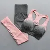 Aktiva uppsättningar Sömlös kvinnors yoga Set Gymkläder sportbh leggings träning 2 st.