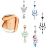 Roestvrijstalen kristallen vlinder navel ringen voor vrouwen sexy strandnavelring zirkoon dangle body buik piercing sieraden