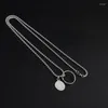 Pendentif Colliers En Acier Inoxydable Collier Hommes Et Femmes Anneau Rond Simple Hip Hop Street Fashion Long Chandail Chaîne En Gros