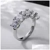 Pierścionki ślubne 2021 Prosta biżuteria modowa 6 mm 5A cyrkon cz diamond 925 szterling sier okrągły krój gemstone