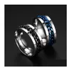 Band Rings 8Mm Spinner Punk Ring Stainless Steel Fidget Anxiety For Men Black/Blue/Sier/Gold Drop Delivery Jewelry Dhqrb