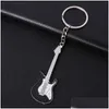 Nyckelringar Fashion Jewellery Accessories Guitar Ring Musical Instruments Keys Spänne Originalitet Pendant Ornament Keychains Metal Me DH0OO