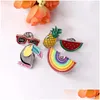 Pins Brooches Cartoon Diy Collar Brooch Set Rainbow Watermelon Pineapple Crow Eyesweyes Enamel Lapel Pins Badge For Women Fashion J Dhfvi