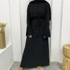 Etnik Giyim Orta Doğu Müslüman Kadınlar Uzun Elbise Piled Flare Sleeve Ramazan İslami Eid Abaya Slim Maxi Robe Jilbab Malezya