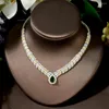 Ketting oorbellen set mode waterdruppel luxe 2 tonen vrouwen bruiloft Naija bruids kubieke zirkonia oorrang dubai jurk sieraden n-1437