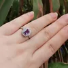 Anneaux de cluster S925 Sterling Silver Inlay Naturel Amethyst Bague Style Femme Taille réglable Mystérieux Noble Elégance Charme Anillos Mujer