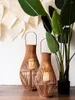 Kaarsenhouders retro vloer kandelaar natuurlijke bamboe lantaarn model kamer tuin hal decoratie ornamenten
