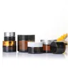 Packing Bottles 5G 10G 15G 20G 30G 50G Empty Amber Glass Jars Face Cream Bottle Containers With Inner Liners And Gold Sier Black Lid Dhiab