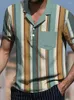 Casual shirts voor heren mannen gestreepte vintage patroon korte mouw knoop-up Cardigan top zomer kleding man mode-omlaag kraag shirt